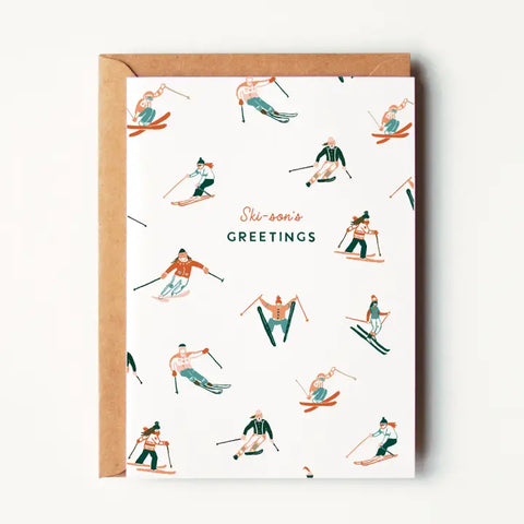 Ski-sons Greetings, Christmas and Holiday Greeting Card by Kaari + Co.