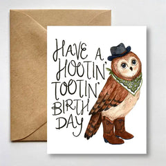 "Hootin' Tootin' Birthday" Owl Card by Fox & Fables