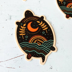 Moon Turtle Sticker  by Land & She Studio