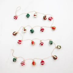 Embroidered Christmas Ball Garland by The Winding Road
