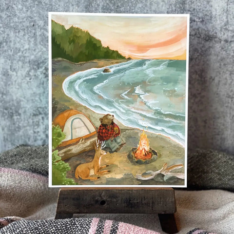 Beach Camping Print by Canyon and Cove