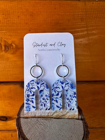 Blue Floral Arch Earrings by Stardust & Clay