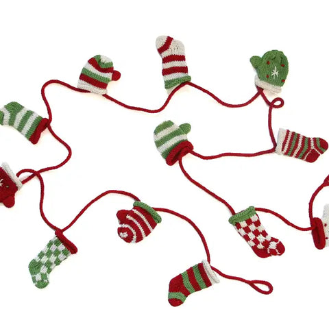 Stocking and Mitten Knitted Garland by Melange Collection