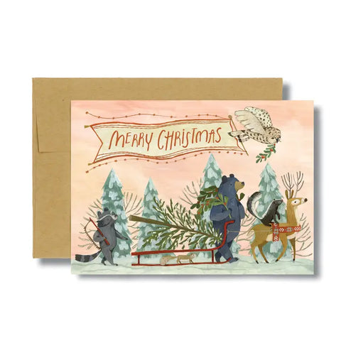 Tree Cutting Christmas Card by Canyon and Cove