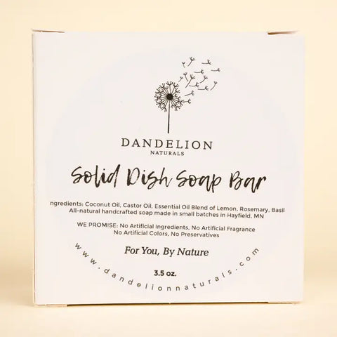 "Lemon + Basil + Rosemary" Solid Dish Soap Bar by Dandelion Naturals