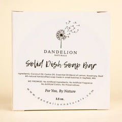 "Lemon + Basil + Rosemary" Solid Dish Soap Bar by Dandelion Naturals