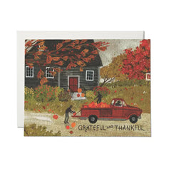 "Grateful & Thankful" Pumpkin Truck Card by Red Cap Cards