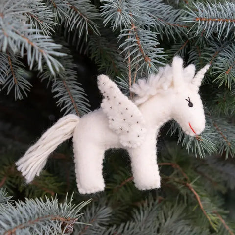 White Unicorn Ornament by The Winding Road