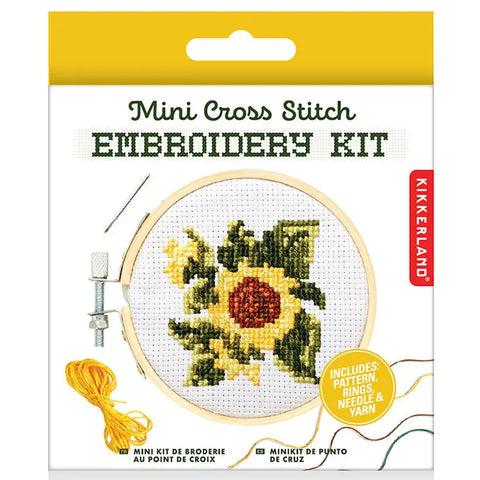 "Sunflower" Mini Cross Stitch Embroidery Kit by Kikkerland