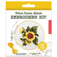 "Sunflower" Mini Cross Stitch Embroidery Kit by Kikkerland