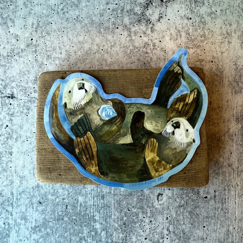 "Underwater Otters" Sticker by Canyon and Cove