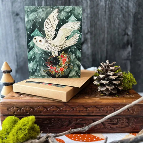 "Festive Owl" Boxed Card Set by Canyon & Cove