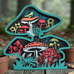 "Colorful Mushroom" Shelf Sitter by The Wilusz Way Wood Designs