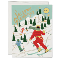 Snowy Slopes "Seasons Greetings" Card by Red Cap Cards
