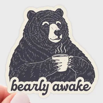 "Bearly Awake" Sticker by Yarnival