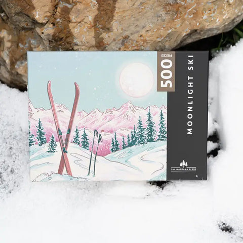 "Moonlight Ski" 500 Piece Puzzle by  The Montana Scene