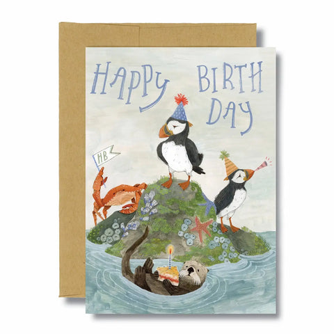 "Puffin Birthday" Card by Canyon and Cove
