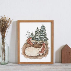 "Fox Under The Fir Trees" Burrow Series Print by Fox & Fables