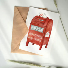 "Delivering Hugs + Kisses" Card by Fox & Fables