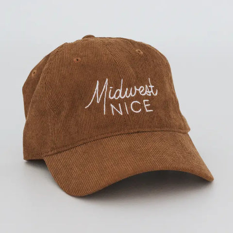 "Midwest Nice" Embroidered Corduroy Hat by Gladfolk