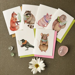 "Critters + Cups" Card Collector Pack by Polanshek of the Hills