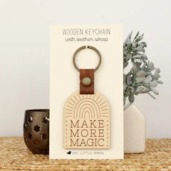 "Make More Magic" Wooden Keychain