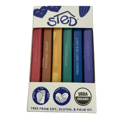 "6 Mini Chocolate Bars" Gift Pack by Sted Foods