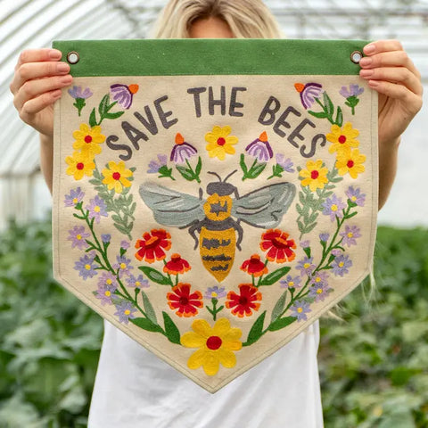 "Save The Bees" Embroidered Banner by 1Canoe2