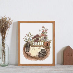 "Moles Under the Mum Garden" Burrow Series Print by Fox & Fables