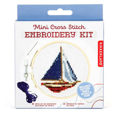 'Sailboat' Mini Cross Stitch Embroidery Kit by Huckleberry by Kikkerland