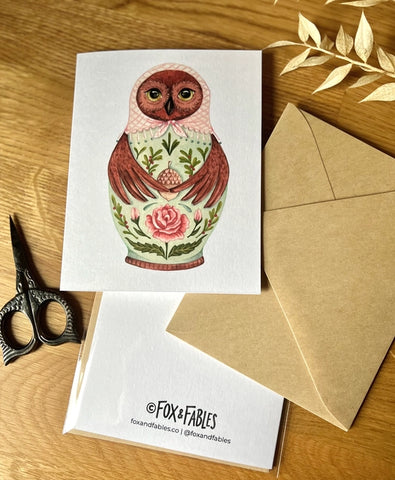 "Folk Owl" Card by Fox & Fables