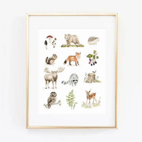 "Woodland Forest Animal" Watercolor Print by Emily Lex Studio