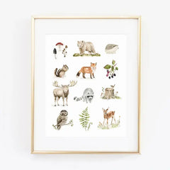 "Woodland Forest Animal" Watercolor Print by Emily Lex Studio