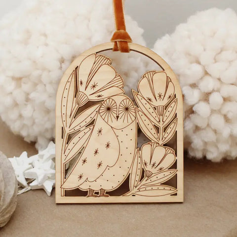 Wooden Arch Owl - Ornament