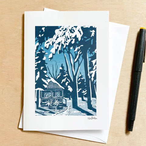 Winter Cabin Card by Nan Onkka