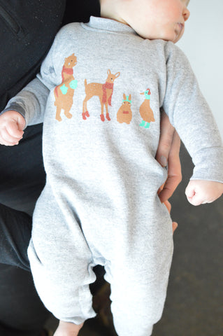 "Winter Animals" Infant Long Sleeve Sweatsuit Onesie by North & Shore