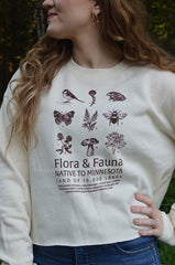 Flora and Fauna with North & Shore Logo - Women's Lightweight Crop Crew Pullover