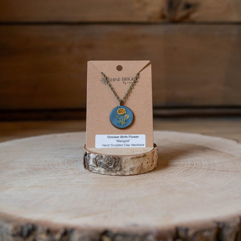 October Birth Flower "Marigold" Clay Necklace by Shine Bright by Nicole