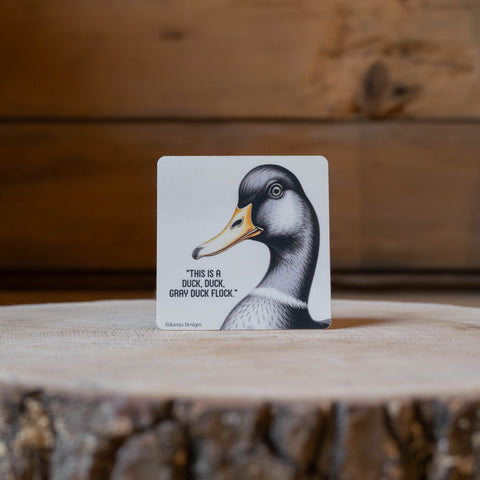 "Duck, Duck, Gray Duck Flock" Sticker by Dälarnia Designs