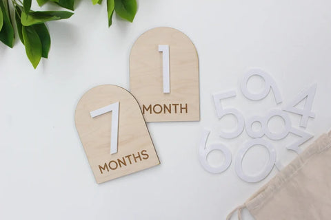"Interchangeable Baby Milestone Wooden Set" - Newborn Photo Props by Handmade by Hammero
