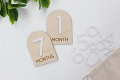 "Interchangeable Baby Milestone Wooden Set" - Newborn Photo Props by Handmade by Hammero