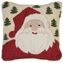 Jolly Ole Santa -  Hand-Hooked Wool Pillow- Chandler 4 Corners