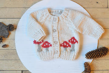 Mushroom Natural Caridigan Sweater by Huggalug