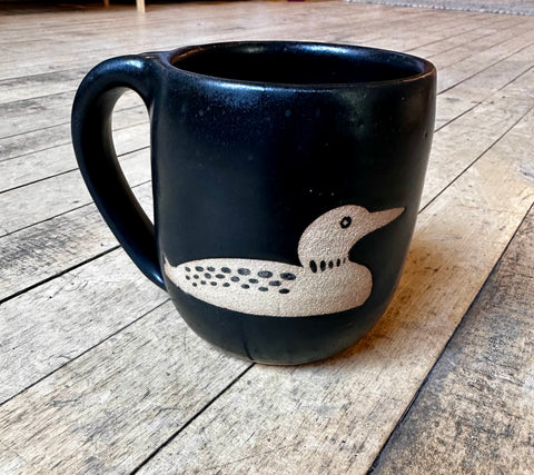 Cassidy Lynne Rude Pottery - Black Loon Mug