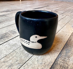 Cassidy Lynne Rude Pottery - Black Loon Mug