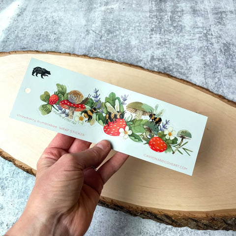 Strawberry Bumblebee Wrap Sticker by Canyon and Cove