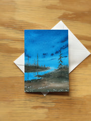 "Twilight Tamaracks" Greeting Card by Katie Bromme Watercolor