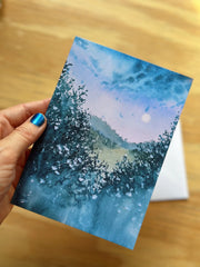 "Moonlit Garden" Greeting Card by Katie Bromme Watercolor