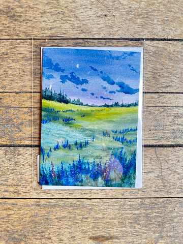 "Goodnight, Lupines" Greeting Card by Katie Bromme Watercolor