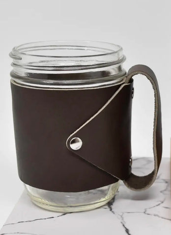 Leather Mason Jar Sleeve with Handle by NorthWind